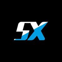 diseño del logotipo de la letra sx sobre fondo negro. Concepto de logotipo de letra de iniciales creativas sx. diseño de icono sx. sx diseño de icono de letra blanca y azul sobre fondo negro. sx vector