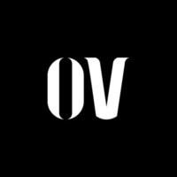 OV letter logo design. Initial letter OV uppercase monogram logo white color. OV logo, O V design. OV, O V vector