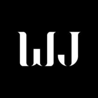 diseño del logotipo de la letra wj wj. letra inicial wj círculo vinculado en mayúsculas logotipo monograma color blanco. logotipo wj, diseño wj. wj, wj vector