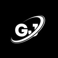 diseño del logotipo de la letra gj gj. letra inicial gj círculo vinculado en mayúsculas logotipo del monograma rojo y azul. logotipo gj, diseño gj. gj, gj vector