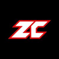 Diseño de logotipo zc, diseño inicial de letras zc con estilo de ciencia ficción. logotipo zc para juegos, deportes, tecnología, digital, comunidad o negocios. fuente de alfabeto cursiva moderna zc sport. fuentes tipográficas de estilo urbano. vector