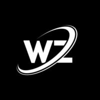 diseño del logotipo de la letra wz wz. letra inicial wz círculo vinculado en mayúsculas logo monograma rojo y azul. logotipo wz, diseño wz. wz, wz vector