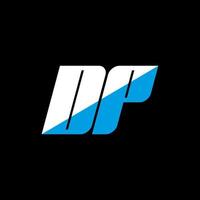 diseño de logotipo de letra dp sobre fondo negro. concepto de logotipo de letra de iniciales creativas dp. diseño de icono de DP. dp diseño de icono de letra blanca y azul sobre fondo negro. doble penetración vector