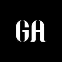 GA G A letter logo design. Initial letter GA uppercase monogram logo white color. GA logo, G A design. GA, G A vector