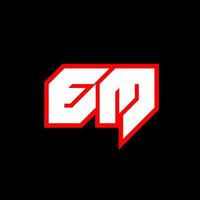 EM logo design, initial EM letter design with sci-fi style. EM logo for game, esport, Technology, Digital, Community or Business. E M sport modern Italic alphabet font. Typography urban style fonts. vector