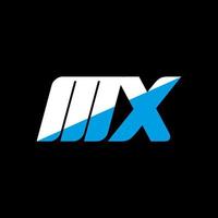 diseño de logotipo de letra mx sobre fondo negro. concepto de logotipo de letra de iniciales creativas mx. diseño de icono mx. mx diseño de icono de letra blanca y azul sobre fondo negro. mx vector