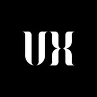 UX U X letter logo design. Initial letter UX linked circle uppercase monogram logo white color. UX logo, U X design. UX, U X vector