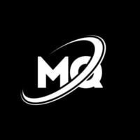 MQ M Q letter logo design. Initial letter MQ linked circle uppercase monogram logo red and blue. MQ logo, M Q design. mq, m q vector