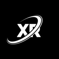 diseño del logotipo de la letra xr xr. letra inicial xr círculo vinculado en mayúsculas logotipo del monograma rojo y azul. logotipo xr, diseño xr. xr, xr vector