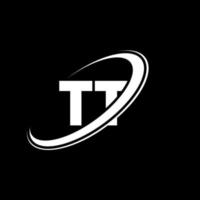 TT T T letter logo design. Initial letter TT linked circle uppercase monogram logo red and blue. TT logo, T T design. tt, t t vector