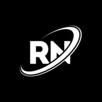 diseño del logotipo de la letra rn rn. letra inicial rn círculo vinculado en mayúsculas logotipo del monograma rojo y azul. logotipo de rn, diseño de rn. rn, rn vector