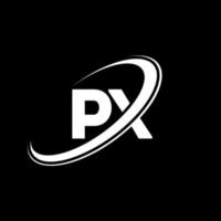 diseño del logotipo de la letra px px. letra inicial px círculo vinculado en mayúsculas logo monograma rojo y azul. logotipo de px, diseño de px. píxel, píxel vector