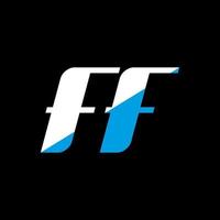 diseño del logotipo de la letra ff sobre fondo negro. ff concepto de logotipo de letra de iniciales creativas. diseño de icono ff. ff diseño de icono de letra blanca y azul sobre fondo negro. f vector