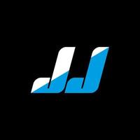 JJ letter logo design on black background. JJ creative initials letter logo concept. jj icon design. JJ white and blue letter icon design on black background. J J vector
