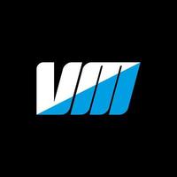 diseño de logotipo de letra vm sobre fondo negro. Concepto de logotipo de letra de iniciales creativas vm. diseño de icono vm. vm diseño de icono de letra blanca y azul sobre fondo negro. máquina virtual vector