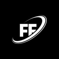 FF F F letter logo design. Initial letter FF linked circle uppercase monogram logo red and blue. FF logo, F F design. ff, f f vector