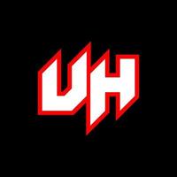UH logo design, initial UH letter design with sci-fi style. UH logo for game, esport, Technology, Digital, Community or Business. U H sport modern Italic alphabet font. Typography urban style fonts. vector
