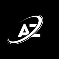 AZ A Z letter logo design. Initial letter AZ linked circle uppercase monogram logo red and blue. AZ logo, A Z design. az, a z vector
