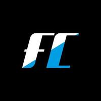 FC letter logo design on black background. FC creative initials letter logo concept. fc icon design. FC white and blue letter icon design on black background. F C vector