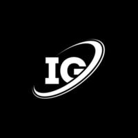 IG I G letter logo design. Initial letter IG linked circle uppercase monogram logo red and blue. IG logo, I G design. ig, i g vector