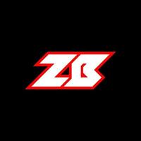 Diseño de logotipo zb, diseño inicial de letras zb con estilo de ciencia ficción. logotipo zb para juegos, deportes, tecnología, digital, comunidad o negocios. fuente de alfabeto cursiva moderna zb sport. fuentes tipográficas de estilo urbano. vector