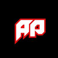 diseño de logotipo de letra ap sobre fondo negro. concepto creativo del logotipo de la letra de las iniciales ap. diseño de icono ap. ap diseño de icono de letra blanca y roja sobre fondo negro. ap vector