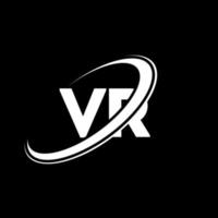 diseño del logotipo de la letra vr vr. letra inicial vr círculo vinculado en mayúsculas logo monograma rojo y azul. logotipo vr, diseño vr. vr, vr vector