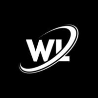 WL W L letter logo design. Initial letter WL linked circle uppercase monogram logo red and blue. WL logo, W L design. wl, w l vector