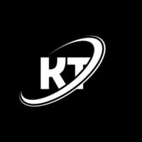 diseño del logotipo de la letra kt kt. letra inicial kt círculo vinculado en mayúsculas logo monograma rojo y azul. logotipo de kt, diseño de kt. kt, kt vector
