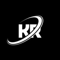 diseño del logotipo de la letra kr kr. letra inicial kr círculo vinculado en mayúsculas logo monograma rojo y azul. logotipo kr, diseño kr. kr, kr vector