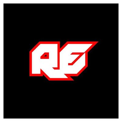 RE logo design, initial RE letter design with sci-fi style. RE logo for game, esport, Technology, Digital, Community or Business. R E sport modern Italic alphabet font. Typography urban style fonts.