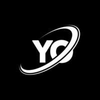 YO Y O letter logo design. Initial letter YO linked circle uppercase monogram logo red and blue. YO logo, Y O design. yo, y o vector