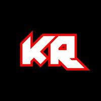 diseño del logotipo kr, diseño inicial de la letra kr con estilo de ciencia ficción. logotipo kr para juegos, deportes, tecnología, digital, comunidad o negocios. fuente de alfabeto cursiva moderna kr sport. fuentes tipográficas de estilo urbano. vector