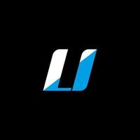 diseño de logotipo de letra li sobre fondo negro. li concepto creativo del logotipo de la letra de las iniciales. diseño de iconos li. li diseño de icono de letra blanca y azul sobre fondo negro. li vector