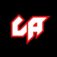 LA logo design, initial LA letter design with sci-fi style. LA logo for game, esport, Technology, Digital, Community or Business. L A sport modern Italic alphabet font. Typography urban style fonts. vector