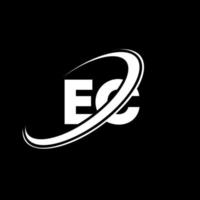 EC E C letter logo design. Initial letter EC linked circle uppercase monogram logo red and blue. EC logo, E C design. ec, e c vector