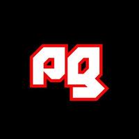 diseño de logotipo pg, diseño inicial de letras pg con estilo de ciencia ficción. logotipo de pg para juegos, deportes, tecnología, digital, comunidad o negocios. fuente de alfabeto cursiva moderna pg sport. fuentes tipográficas de estilo urbano. vector