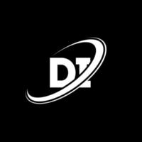 DI D I letter logo design. Initial letter DI linked circle uppercase monogram logo red and blue. DI logo, D I design. di, d i vector