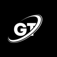 GT G T letter logo design. Initial letter GT linked circle uppercase monogram logo red and blue. GT logo, G T design. gt, g t vector