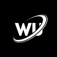 WU W U letter logo design. Initial letter WU linked circle uppercase monogram logo red and blue. WU logo, W U design. wu, w u vector