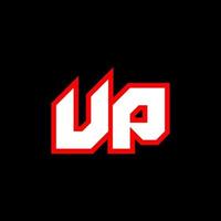 UP logo design, initial UP letter design with sci-fi style. UP logo for game, esport, Technology, Digital, Community or Business. U P sport modern Italic alphabet font. Typography urban style fonts. vector