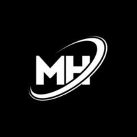 diseño del logotipo de la letra mh mh. letra inicial mh círculo vinculado en mayúsculas logo monograma rojo y azul. logotipo mh, diseño mh. mh, mh vector