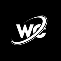 diseño del logotipo de la letra wc wc. letra inicial wc círculo vinculado en mayúsculas logotipo del monograma rojo y azul. logotipo de wc, diseño de wc. retrete, retrete vector