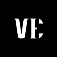 VE V E letter logo design. Initial letter VE linked circle uppercase monogram logo white color. VE logo, V E design. VE, V E vector