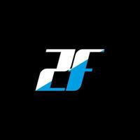 diseño de logotipo de letra zf sobre fondo negro. concepto de logotipo de letra inicial creativa zf. diseño de icono zf. zf diseño de icono de letra blanca y azul sobre fondo negro. zf vector