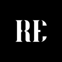 RE R E letter logo design. Initial letter RE uppercase monogram logo white color. RE logo, R E design. RE, R E vector