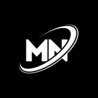 MN M N letter logo design. Initial letter MN linked circle uppercase monogram logo red and blue. MN logo, M N design. mn, m n vector