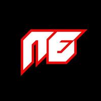 NE logo design, initial NE letter design with sci-fi style. NE logo for game, esport, Technology, Digital, Community or Business. N E sport modern Italic alphabet font. Typography urban style fonts. vector