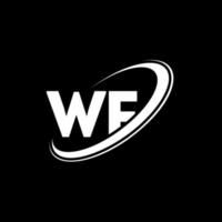 diseño del logotipo de la letra wf wf. letra inicial wf círculo vinculado en mayúsculas logo monograma rojo y azul. logotipo wf, diseño wf. wf, wf vector