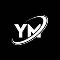 YM Y M letter logo design. Initial letter YM linked circle uppercase monogram logo red and blue. YM logo, Y M design. ym, y m vector